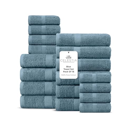 Villa Celestia 100% Cotton Bath Towel Set of 18-4 Bath