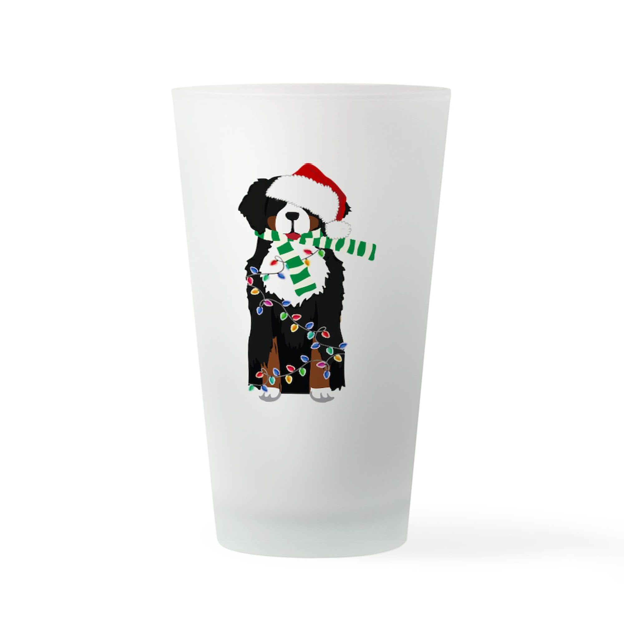 CafePress Christmas Bernese Mt Holiday Dog Pint Glass, 16 oz. Drinking Glass