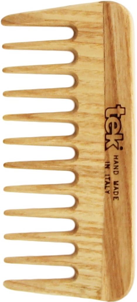 Tek mini hair comb in ash wood with wide teeth - Handmade in Italy
