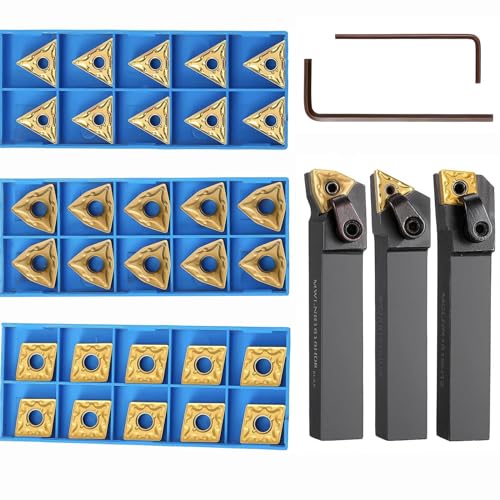 33 Pcs Lathe Indexable Carbide Turning Tool Holder Set MTJNR1616H16 + MWLNR1616H08 + MCLNR1616H12 with 30 CNMG 431 + WNMG 431 + TNMG 331 Indexable Carbide Turning Insert Blades