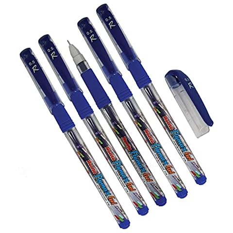 5 x 0.5mm Needle Tip RORITO Flymax Gel BLUE Pen Smooth Writing Fade Resistant Cover