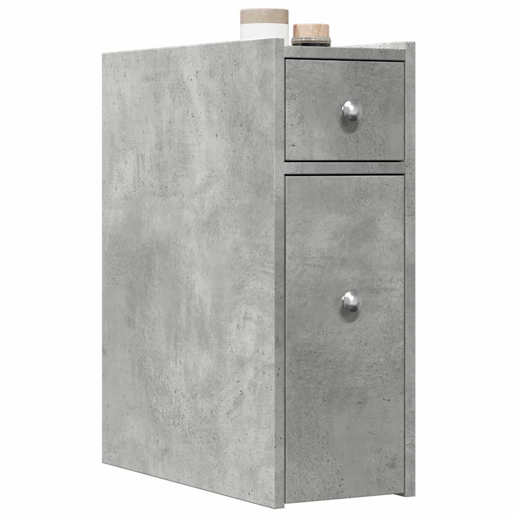 vidaXL Armoire de Salle de Bain étroite avec roulettes Gris béton