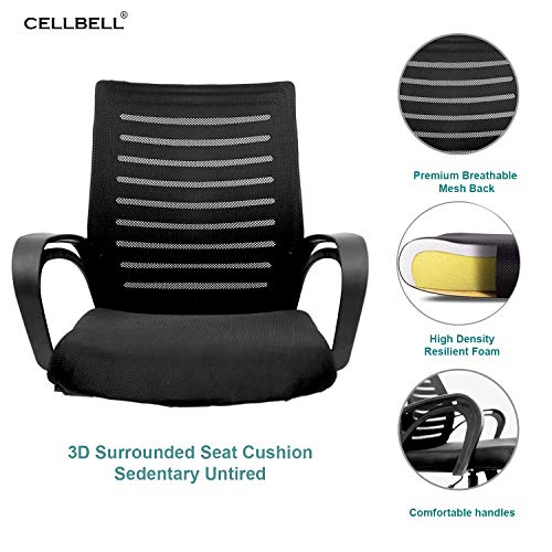Image of CELLBELL C104 Medium-Back Fabric Mesh Office Chair [Black]