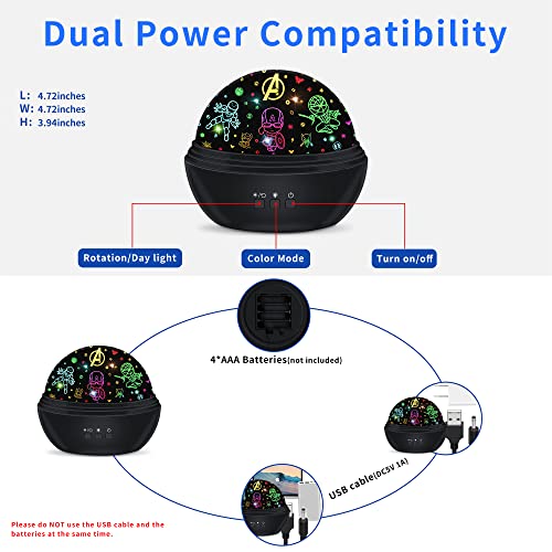 Night Light Projector For Kids Superhero Toys For Boys, 360 Degree Rotation Baby Night Lights With Super Hero Figures And Star Theme, Birthday Party Festival Decor(Black) #TOP5