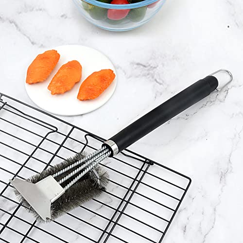 Mufern Escova para grelhar com raspador triplo esfregão de aço inoxidável Limpador forte Escova de l