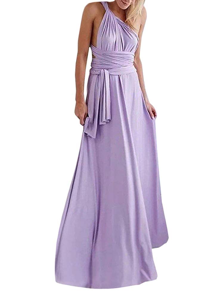 Onsoyours Vestiti Donna Senza Maniche Senza Schienale Abito Damigella d'Onore Elegante Lungo Bandage Multiway Vestito Abiti da Cocktail Festa Sera Cerimonia
