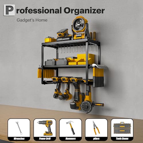Power-Tool-Organizer-with-Charging-Station-4-Drill-Holder-Wall-Mount-Quick-Assembly-Garage-Storage-Rack-for-Handheld-Metal-Tool-Shelf-Utility-Rack-for-Cordless-Power-Tools-for-Men-Gifts