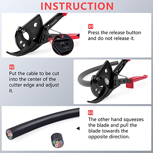 Yangoutool Ratcheting Cable Cutters up to 400mm² /Φ22.5mm/Φ0.89 inches Heavy Duty Aluminum Copper Ratchet Wire Cutter for Cutting Electrical Wire by Yangoutool - Image 7
