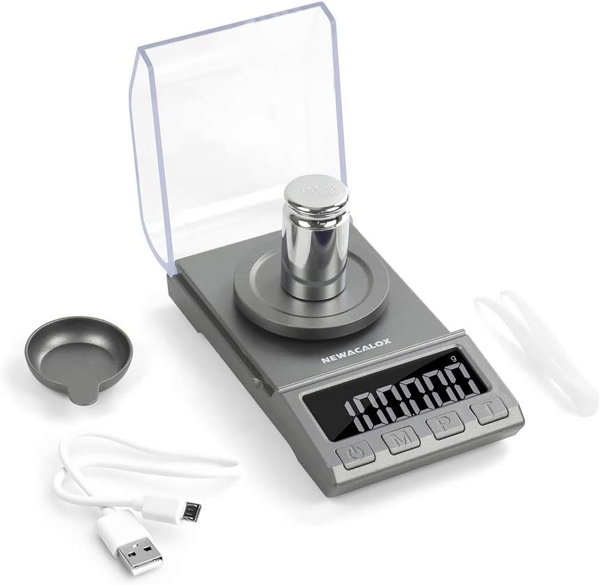 Digital Milligram Scale, 100g x 0.001g NEWACALOX Reloading High Precision Jewelry Scale,Portable Jewelry Scale with...