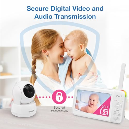Image of VTech Baby Monitor No WiFi- See Every Corner of the Nursery, Remote Pan-Tilt-Zoom, Hack-Proof, 5 inch Screen, 17Hr Battery, 1000ft Range, Night Vision, Temperature Sensor | 924W