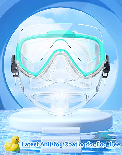 Gafas de natación para adultos y niños Swim Goggles, antivaho con cobertura nasal, máscara de buceo y snorkel clara sin fugas con vista panorámica de 180° para hombres, mujeres y jóvenes miniatura 3