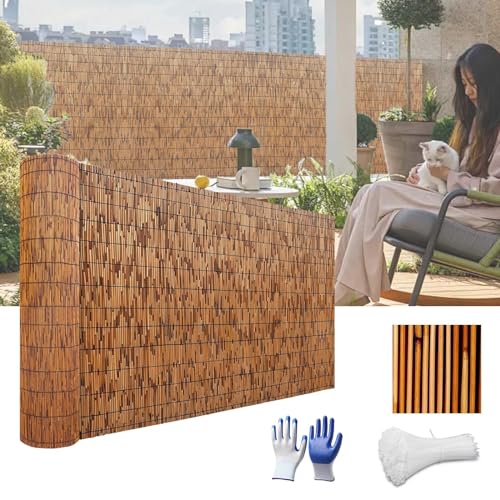 Ukkajovlex Recinzione Giardino Naturale Bamboo, Ombra 50-160cm, Schermo Protettivo Balcone, Bambo