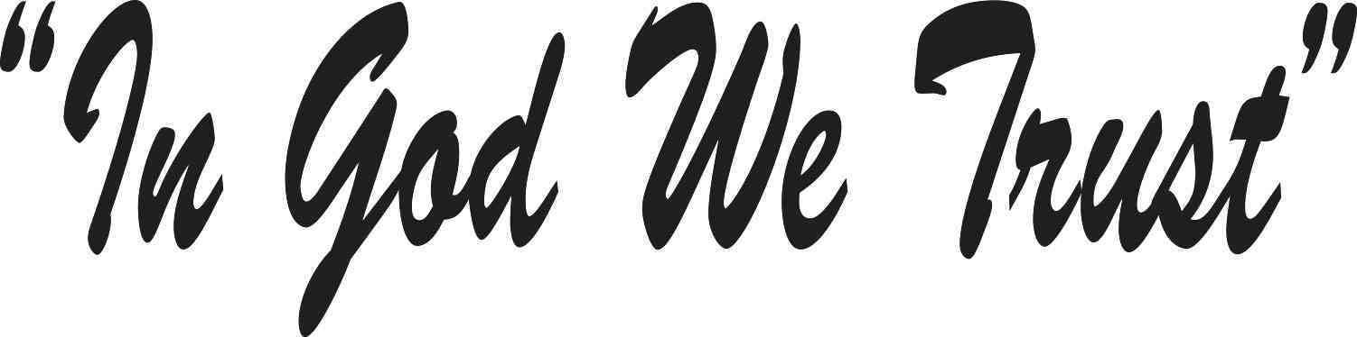 StickerTalk Cursive in God We Trust Vinyl Sticker, 10 inches by 2.5 inches