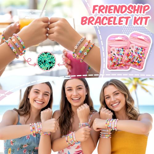 Kenning 24 Set Friendship Bracelet Making Kits Glow in The Dark Letter Beads DIY Jewelry Supplies Colorful Various Beads Set Personalized Bracelet for Christmas Wedding Birthday Gift Craft Wrapped - Image 6