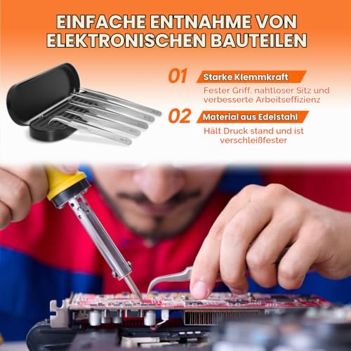 Industrielle Pinzette, Spitze Pinzette aus Edelstahl, Nicht magnetische Präzisionspinzette für Schweißarbeiten, experimentelle Arbeiten… – Ansicht 6
