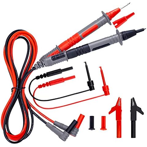 KAIWEETS Soft Silicone Electrician Test Leads Kit CAT III 1000V & CAT IV 600V with Alligator Clips and Needle Probe for Fluke/AstroAI/INNOVA Multimeter Electronic Clamp Meter 9PCS Cover
