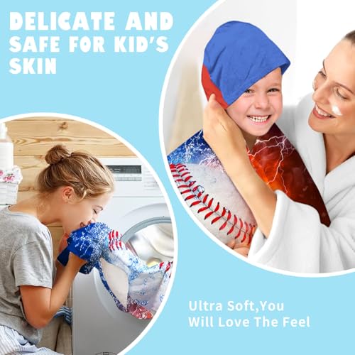 Image of Baseball Boys Beach Towel with Hoodie for Kids Toddlers Age 4-8,Sports Baseball Blue Bath Towels Shower Wrap for Boys, Hooded Poncho Beach Blanket for Pool Swimming Cute Wearable Bath Towel for Child
