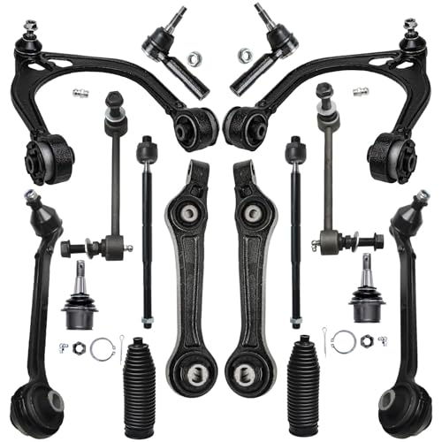 Image of Detroit Axle - Front End 16pc Suspension Kit for RWD Chrysler 300 | Dodge Charger Challenger Magnum 6 Control Arms w /Ball Joints 2 Sway Bar Links 2 Ball Joints 4 Tie Rods 2 Boots Replacement