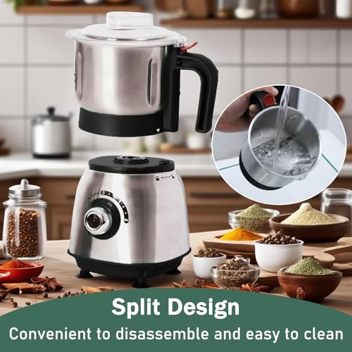 Electric Grinder for Kitchen - 500W Grain Mill with 3 Stainless Steel Blades, Versatile Spice Grinder for Coffee, Grinding Spices, Bean, Grains, Nuts (Black) - Thumbnail 2