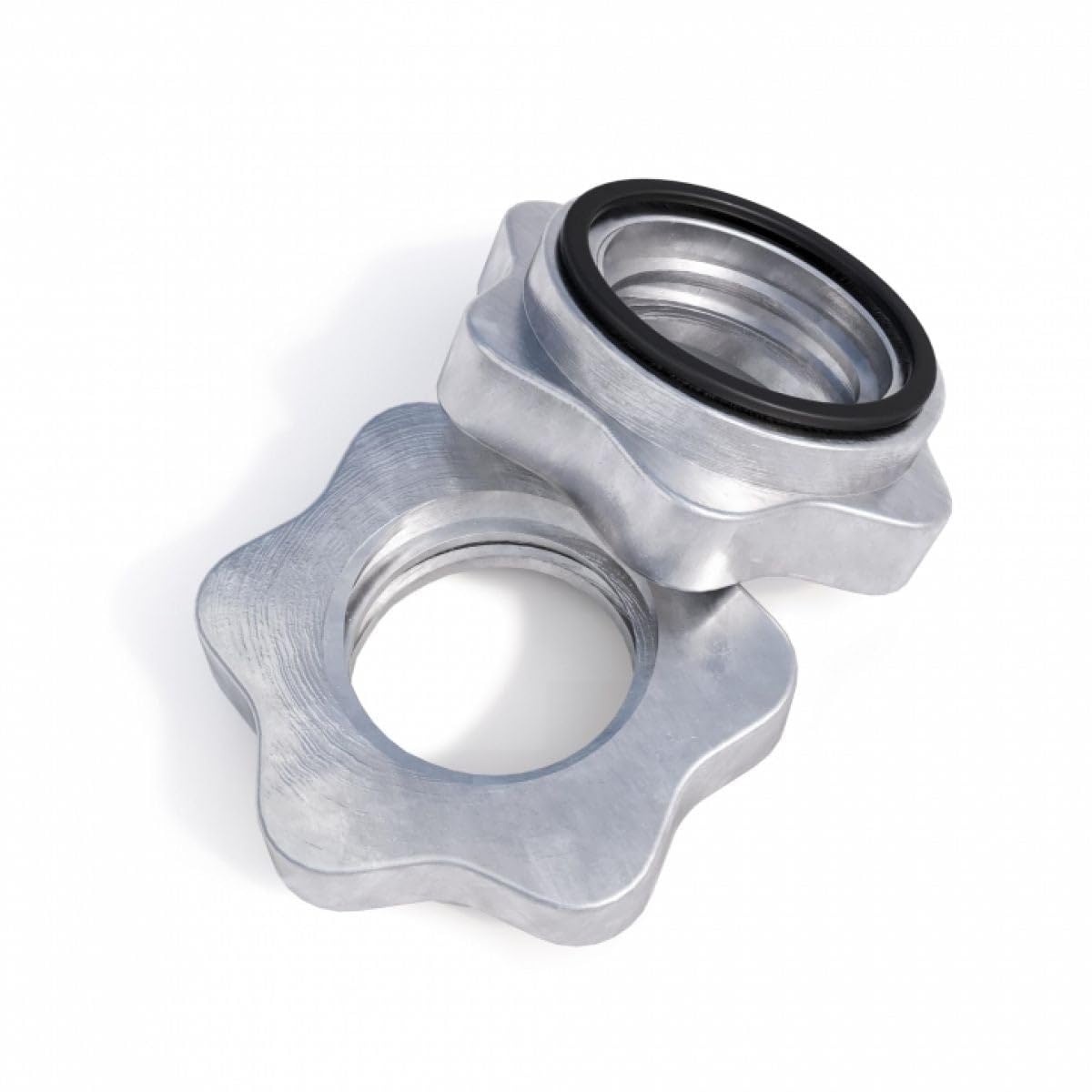GORILLA SPORTS® Collari Spinlock - 2 Pezzi, per Barre da 30mm, con Anello Gommato, Acciaio Cromato, Argento/Nero - Morsetti a Vite, Ferma Dischi, per Bilanciere, Manubri, Sollevamento Pesi, Palestra