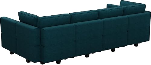 Miniatura 8 de Belffin Sofá modular en forma de U, sofá otomano de almacenamiento reversible, sofás de gran tamaño con diván azul pavo real