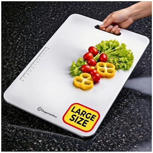 OrganizeMee Stainless Steel Chopping Board Large for Kitchen - Pr...