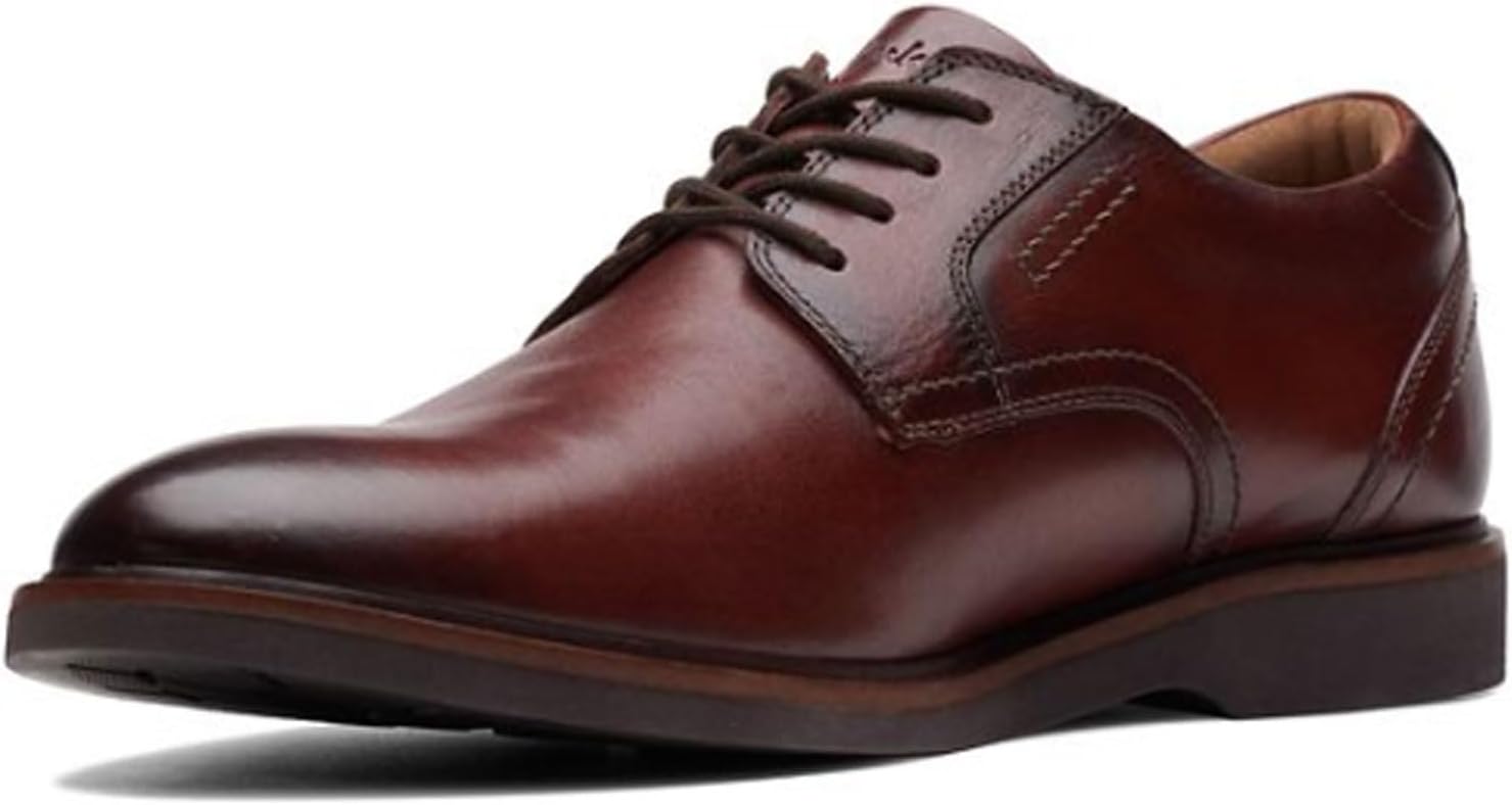 Clarks Men's Malwood Lace Oxford, Brown Leather, 10