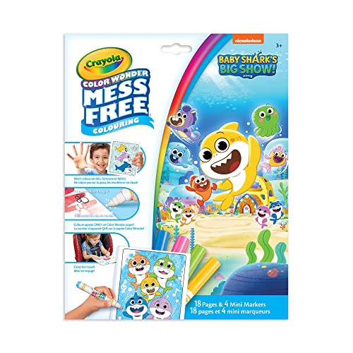 Crayola Mess-Free Color Wonder Pages & Mini Markers, Baby Shark, Back to School, School Supplies, Arts and Crafts, Gifting