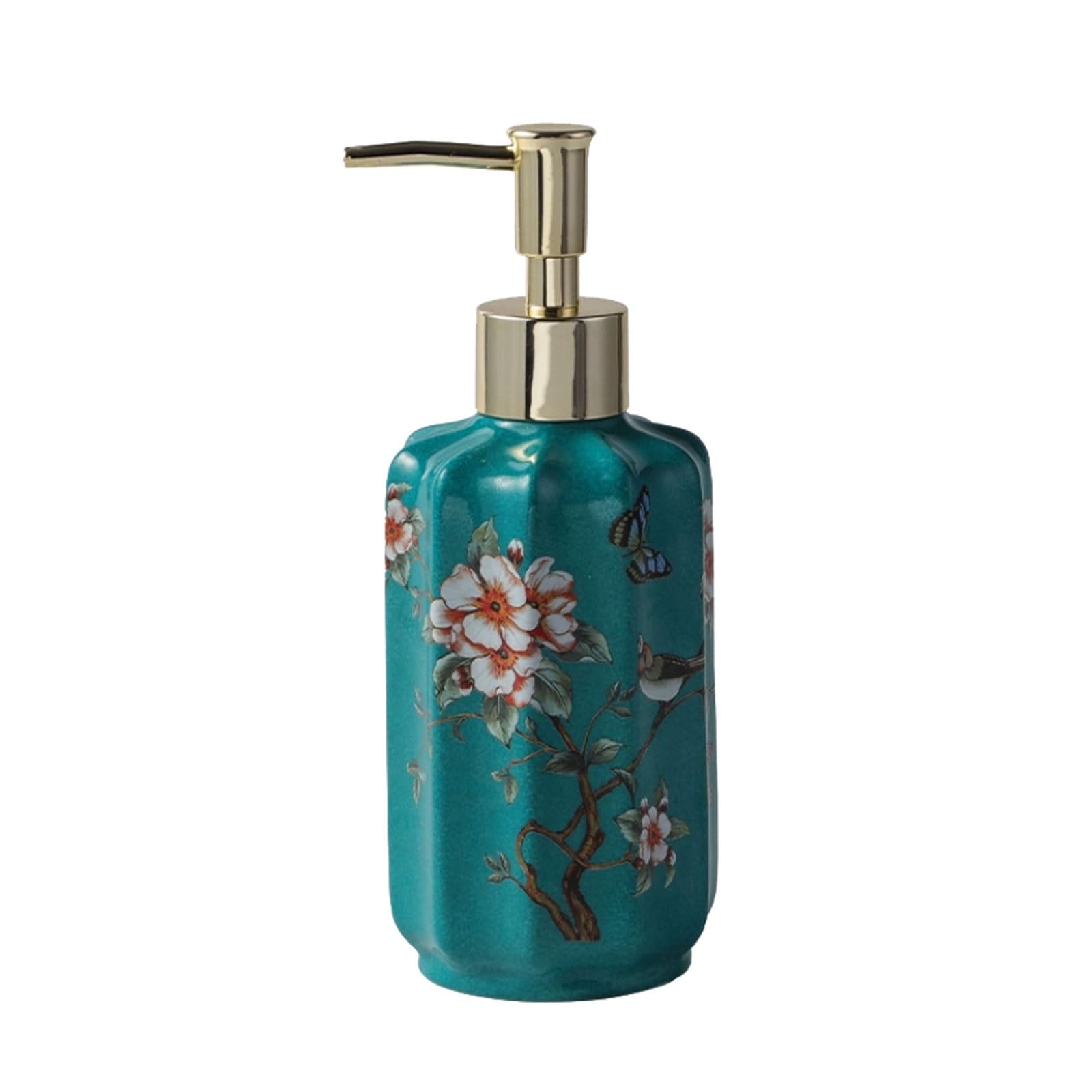 Yuihatf Dark Green Ceramic Soap Dispenser Push Lotion Bottle Electroplated Abs Pump, Fade-Resistant, Compact Countertop(Dark Green)