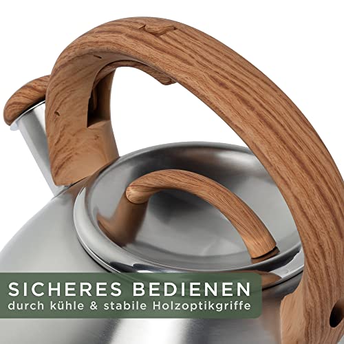 YCOLX Edelstahl Wasserkessel 4L - Pfeifkessel Für Herd & Induktion