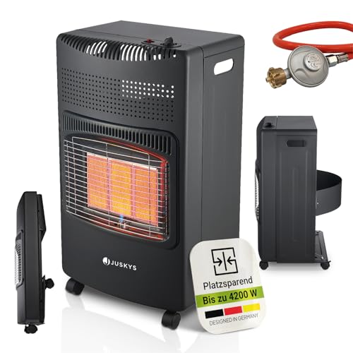 Juskys Keramik Gasheizung GS42US in Schwarz - 4200 W mit Druckregler & Schlauch - Mobil, effizient & energiesparend - Gasheizer Gasheizofen Gasheizgerät Juskys Keramik Gasheizung GS42US in Schwarz - 4200 W mit Druckregler & Schlauch - Mobil, effizient & energiesparend - Gasheizer Gasheizofen Gasheizgerät