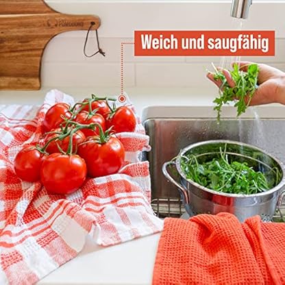 Chef Pomodoro Geschirrtücher Küchenhandtücher Trockentücher Küche, 10er Set, Baumwolle, Premium Qualität, Geschirrtücher Orange, 63.5 x 38 cm, weich & saugfähig – Bild 6