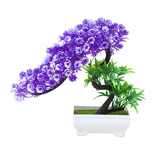 floatofly Mehrfarbige Künstliche Blumen Mehrschichtsimulation Künstliche Blume Pflanzenbaum Topf Bonsai Büro Garten Party Desktop Ornament Lila Cover