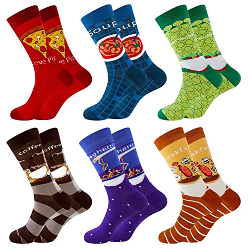 Chaussettes Fantaisie Homme Cadeau Noël: Chaussettes de Noël en Coton Homme Chaussettes Rigolotes Motif Drôle Colorées, 39-45 (Multicolore A- 6 paires) Cover