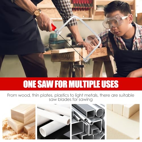 Laubsäge Set inkl. 7 Sägeblätterund Laubsägebogen für Metall und Holz 360 Grad drehbar Mit Holzgriff Laubsäge,Hohe Anpassungsfähigkeit, Vielseitig Einsetzbar, Präzise Schnitte