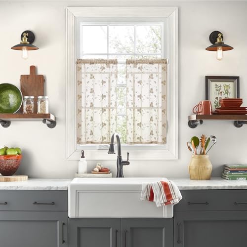 Image of 4 Pack Spring Tension Curtain Rod 17 to 28 Inch, DIY Small Curtain Rods No Drill for Window Cupboard Closet Kitchen Cabinets, White