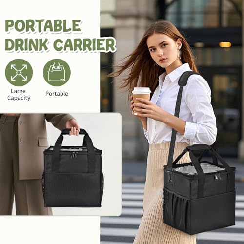 Transportadora de Vasos Portátil con 4 Compartimentos y Correa Ajustable 6