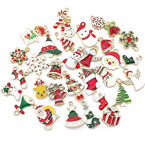 70 Pcs Gold Enamel Christmas Charms For Diy Jewelry Making Necklace Bracelet Earring Diy Christmas Clothes Sewing Bags Decoration Charms (M514) #TOP2
