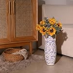VICTOR & TERESA Blue and White Floor Vase for Pampas Grass, 14'' Tall Vase for Home Decor, Ceramic Farmhouse Decorative Large Vases for Flower, Mantel, Living Room, Shelf, Centerpieces, Gift for Her - Image 4