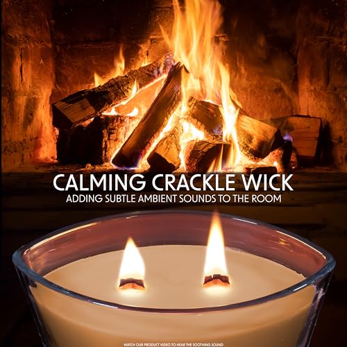 DECO EXPRESS Scented Candles, Double Wick Crackle Candles, Long 50 Hours Burn Time, Calming & Cosy Home Decor, Birthday - Image 2