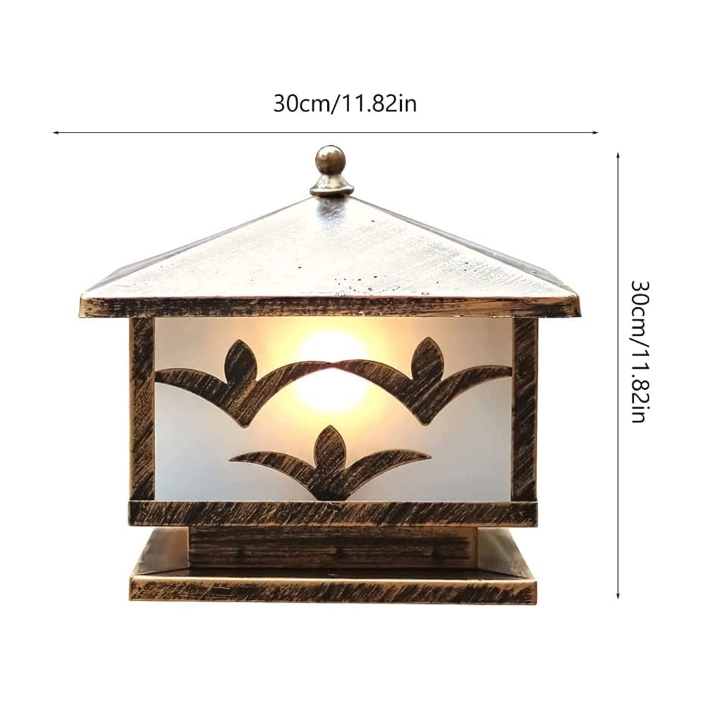 Quadratische Retro-Säulenlampe, wasserdichte Säulensäulenlampe für den Außenbereich, Stehlampe aus Druckgussaluminium, Acryl-Lampenschirm, Eingangswand-Villa-Landschaftslampe
