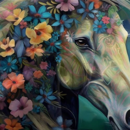 Parure housse de couette fleurs et chevaux 3D microfibre de qualité supérieur - 8