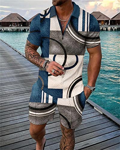 Men’s short sets outfits 2 piece Summer Tracksuit Short Sleeve Polo men's shirt and short sets summer outfits for men2