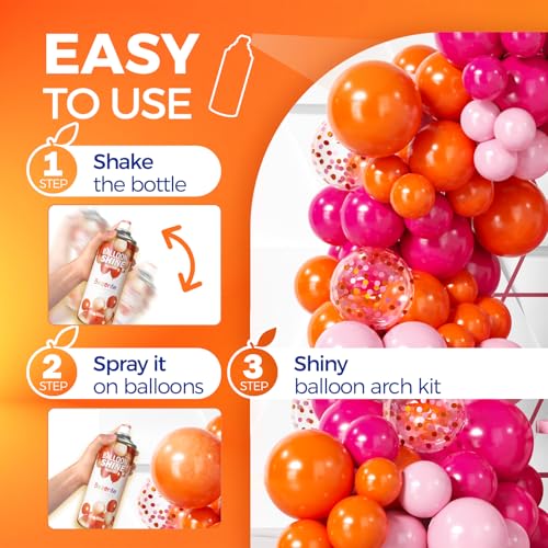 Image of Citrus Scent Balloon Shine Spray 15oz Fast High-Gloss for Parties | High Shine Zesty Citrus Balloon Spray, Long-Lasting Waterproof Gentle Formula, Quick Finish for Indoor Outdoor Events Decor