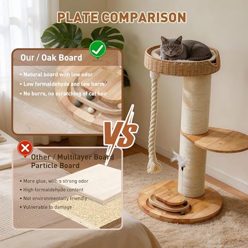 Árbol moderno para gatos grandes de madera sólida miniatura 6