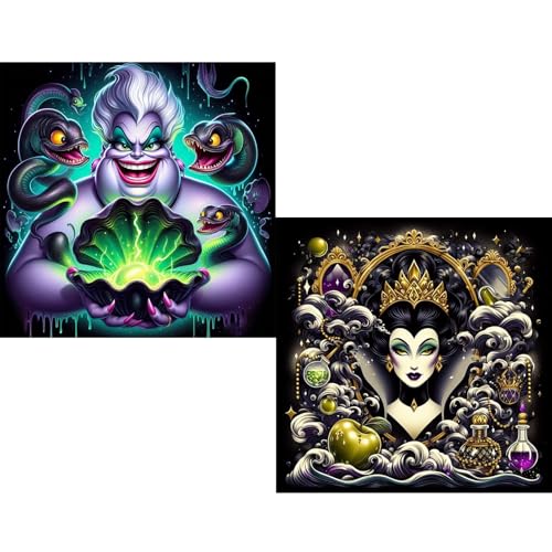 KEYRANKE Paquete de 2 kits de pintura de diamantes de Villa para adultos, kit de arte de diamantes 5D, pintura con diamantes redondos completos para principiantes, pinturas de gemas, arte para