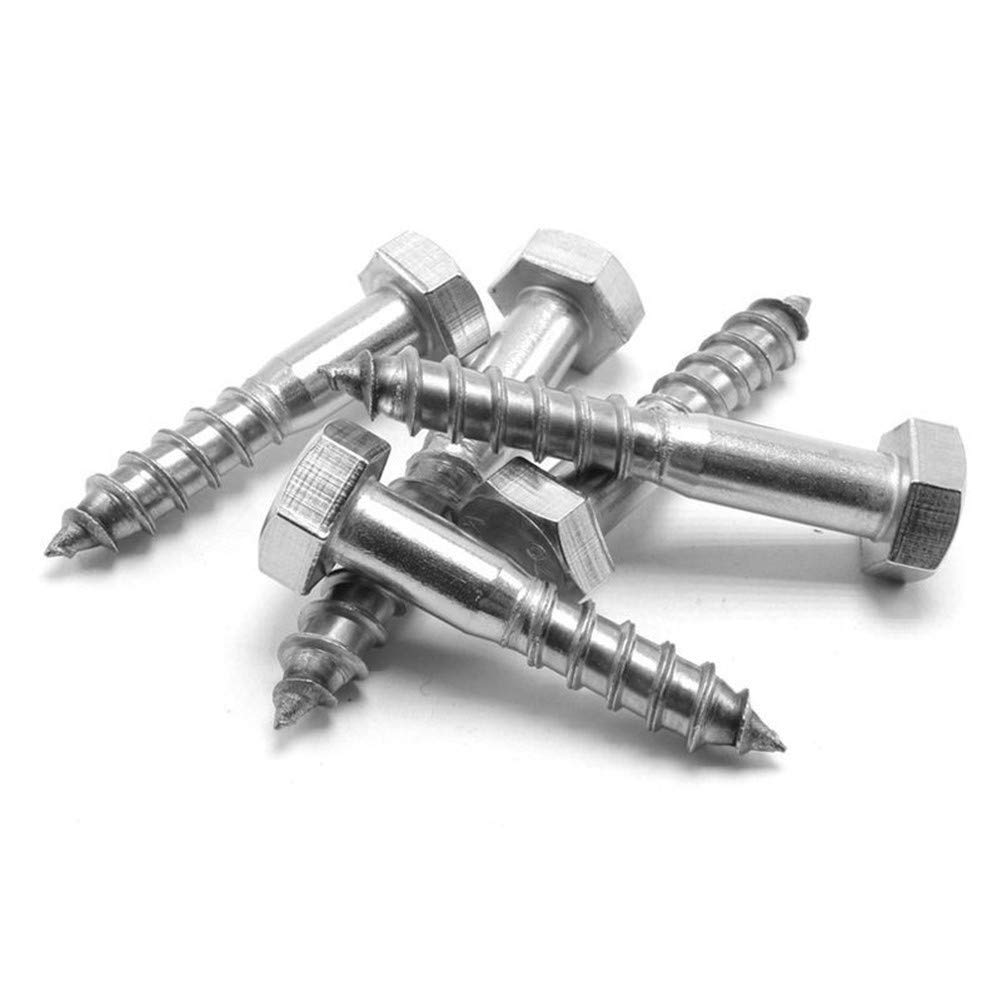 Juego de tornillos de rosca, tornillos de cabeza hexagonal M6 M8, tornillos de madera de acero inoxidable autorroscantes externos (M8 x 130, 1 unidad)