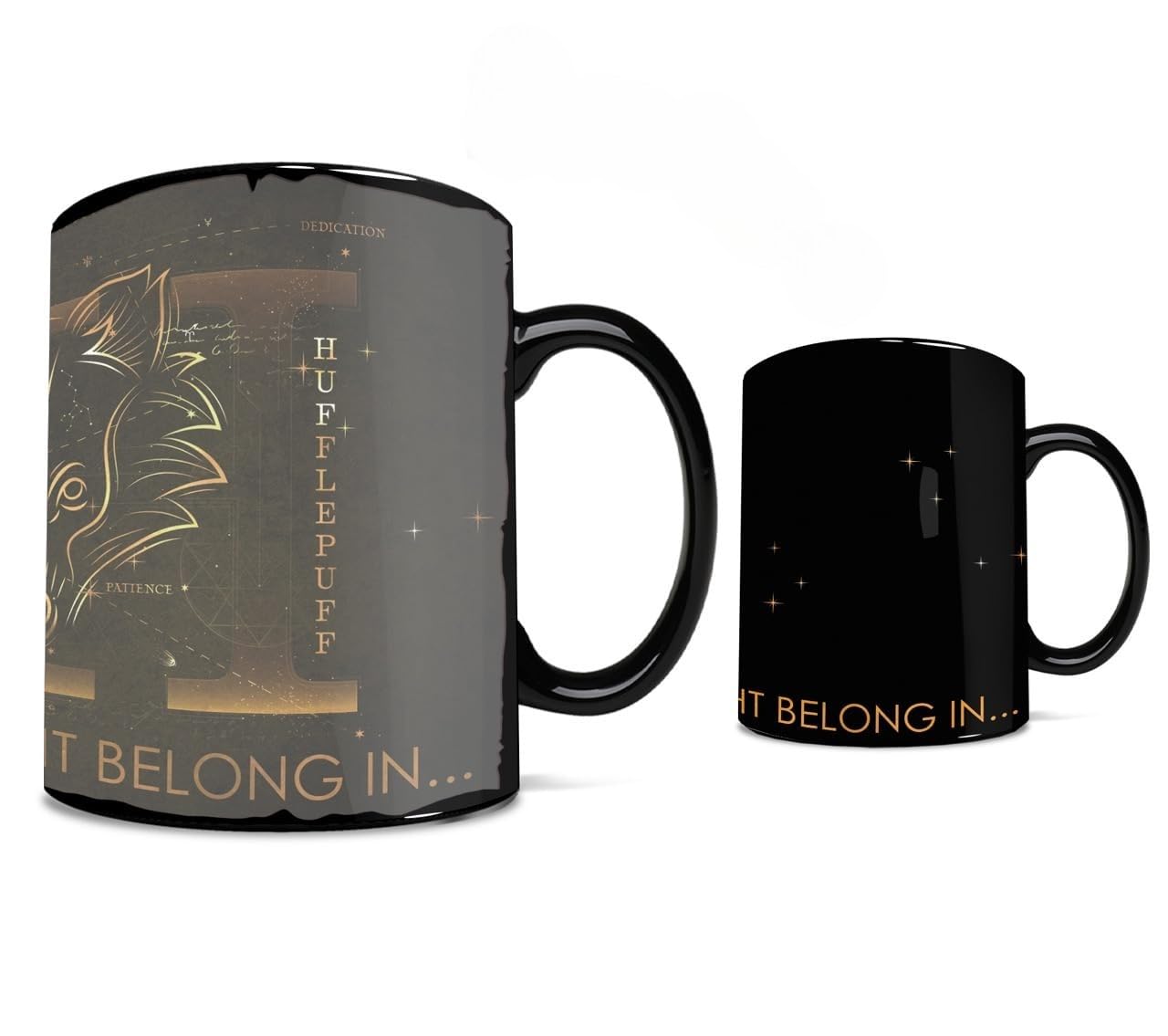 Morphing Mugs Harry Potter – Celestial Hogwarts Houses – Hufflepuff – Sorting Hat – 16 oz Large Ceramic Heat Sensitive Clue Mug – Full image revealed when HOT liquid is added