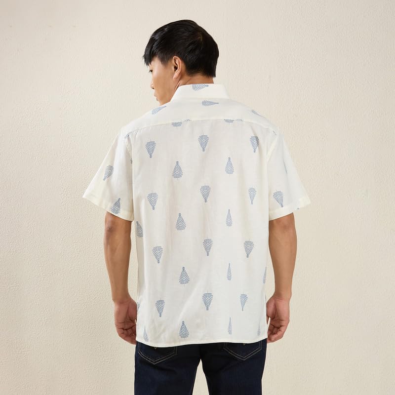 Image of MARK & ALBERT Men's Half Sleeve Linen Slim Fit Shirt