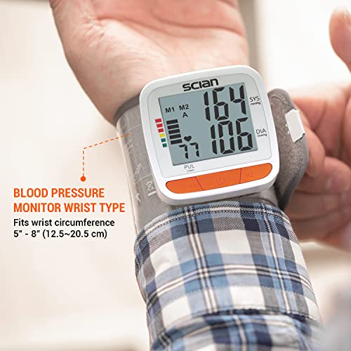 Scian Wrist Blood Pressure Monitor, Automatic Wrist Blood Pressure Cuff With Large Lcd Display Adjustable Wrist Cuff 2 Users 180 Memory For Home & Travel Use #TOP1